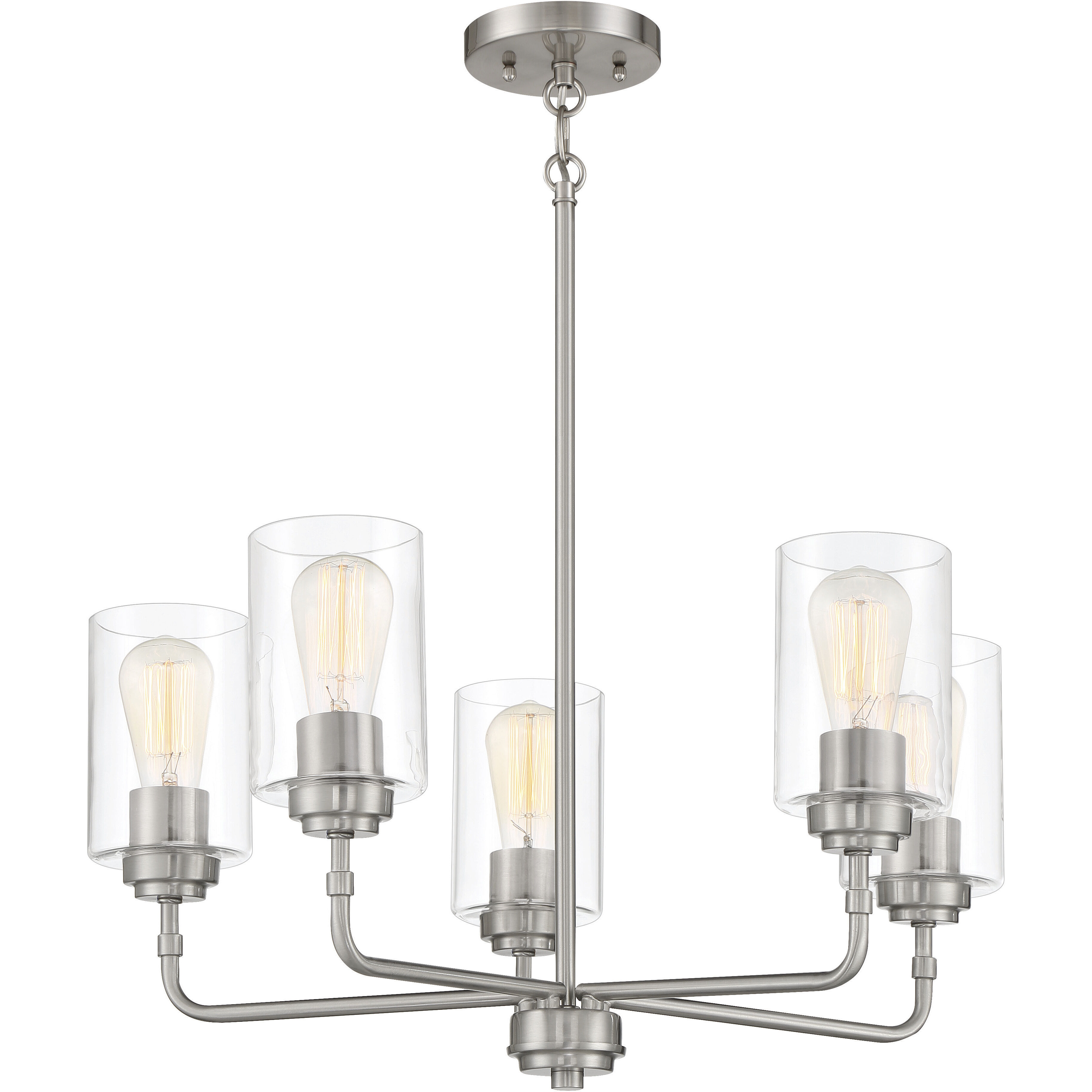 Stowe 5 Light 23 inch Brushed Polished Nickel Chandelier Ceiling Light