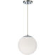 Gaze 1 Light 10 inch Chrome Pendant Ceiling Light in White Frosted Glass