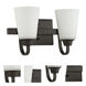Neighborhood Grace 2 Light 14 inch Espresso Vanity Light Wall Light in White Frosted Glass, Jeremiah