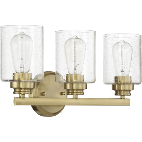Bolden 3 Light 18 inch Satin Brass Vanity Light Wall Light in Clear Seeded