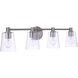 Emilio 4 Light 33 inch Brushed Polished Nickel Vanity Light Wall Light