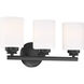 Neighborhood Bolden 3 Light 18 inch Flat Black Vanity Light Wall Light in White Frost Glass, Neighborhood Collection 