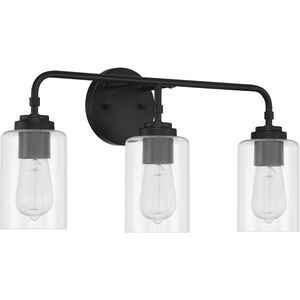 Stowe 3 Light 22 inch Flat Black Vanity Light Wall Light