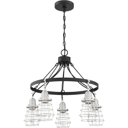 Neighborhood Thatcher 5 Light 25 inch Flat Black/Brushed Polished Nickel Chandelier Ceiling Light, Neighborhood Collection