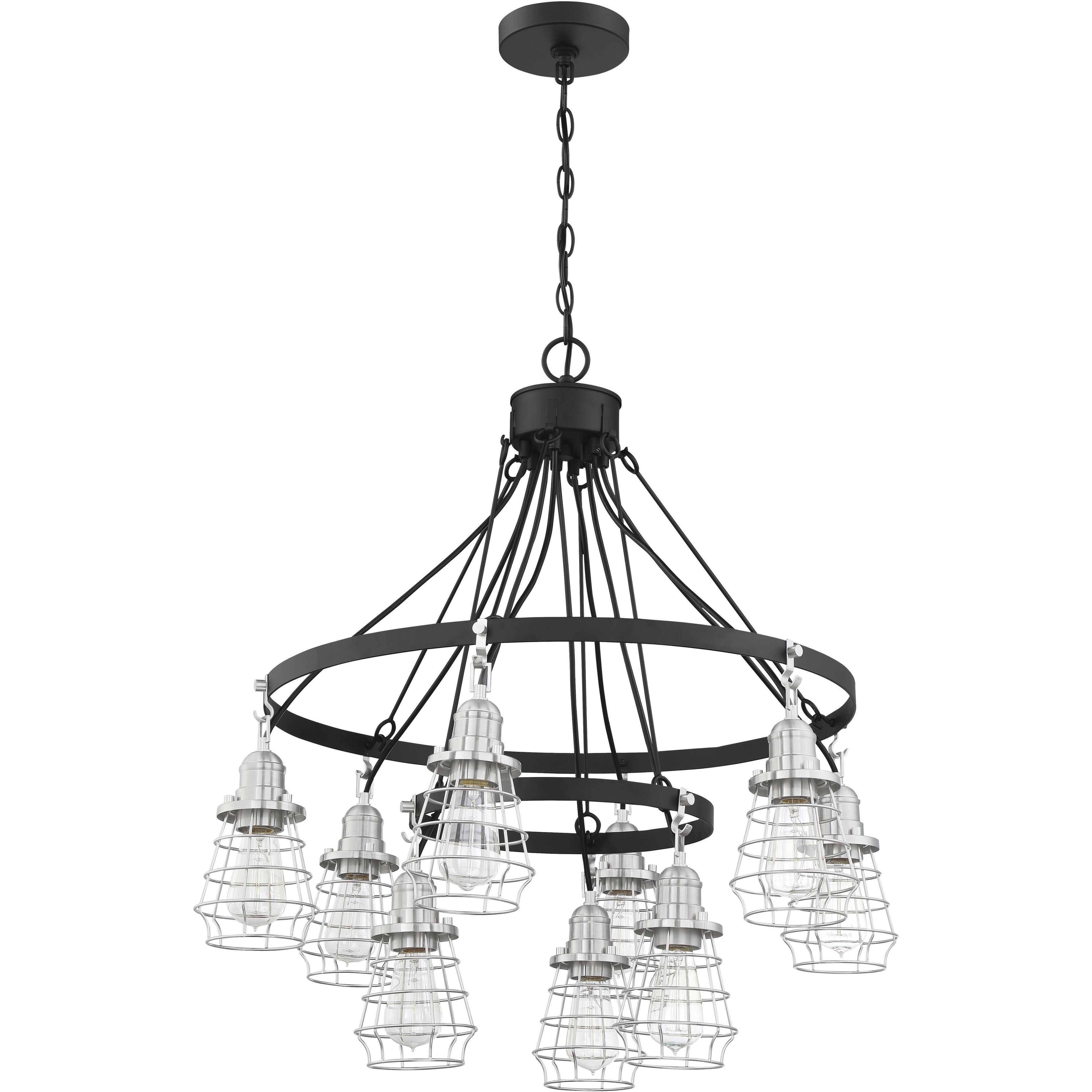 Neighborhood Thatcher 9 Light 30 inch Flat Black/Brushed Polished Nickel Chandelier Ceiling Light in Flat Black / Polished Nickel, Neighborhood Collection