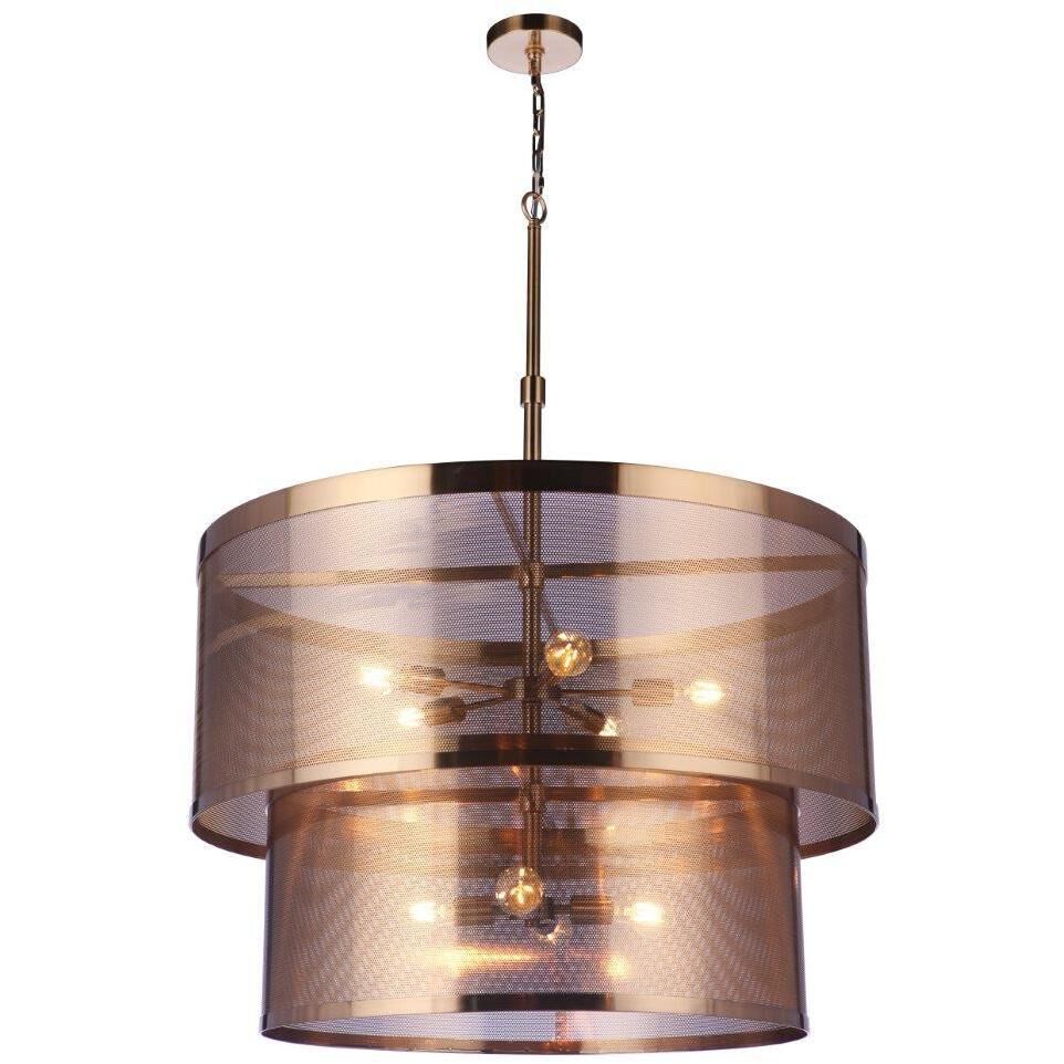 Mesh 9 Light 36 inch Satin Brass Pendant Ceiling Light