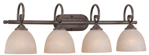 Raleigh 4 Light 31 inch Old Bronze Vanity Light Wall Light in Painted Alabaster