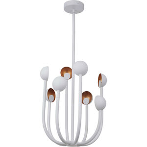Foundry LED 19 inch Matte White/Gold Leaf Chandelier Ceiling Light in Matte White and Gold Leaf