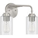 Stowe 2 Light 15 inch Brushed Polished Nickel Vanity Light Wall Light