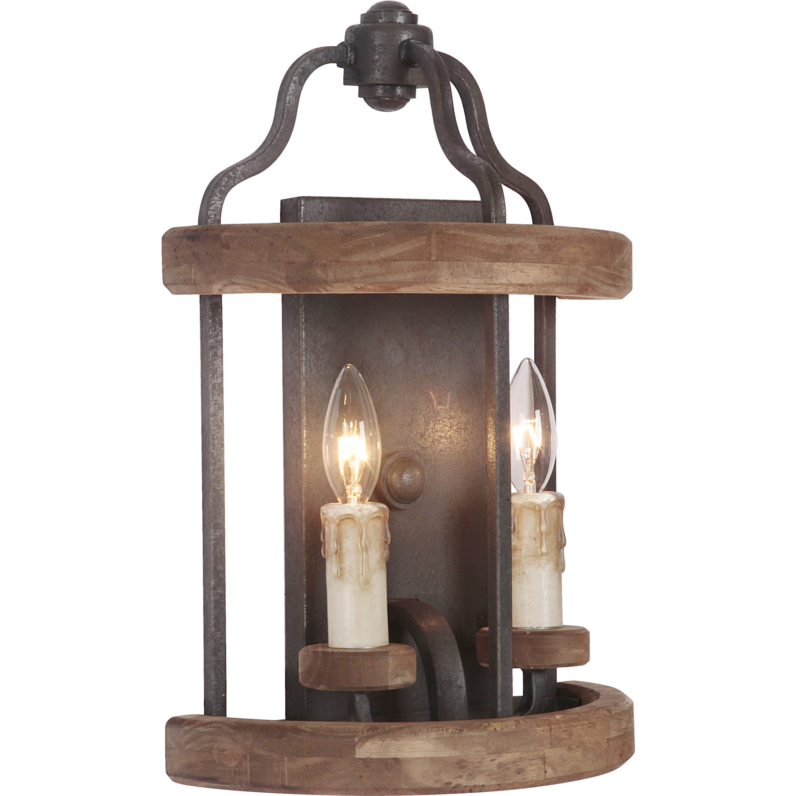 Ashwood 2 Light 11 inch Textured Black/Whiskey Barrel Wall Sconce Wall Light in Textured Black and Whiskey Barrel