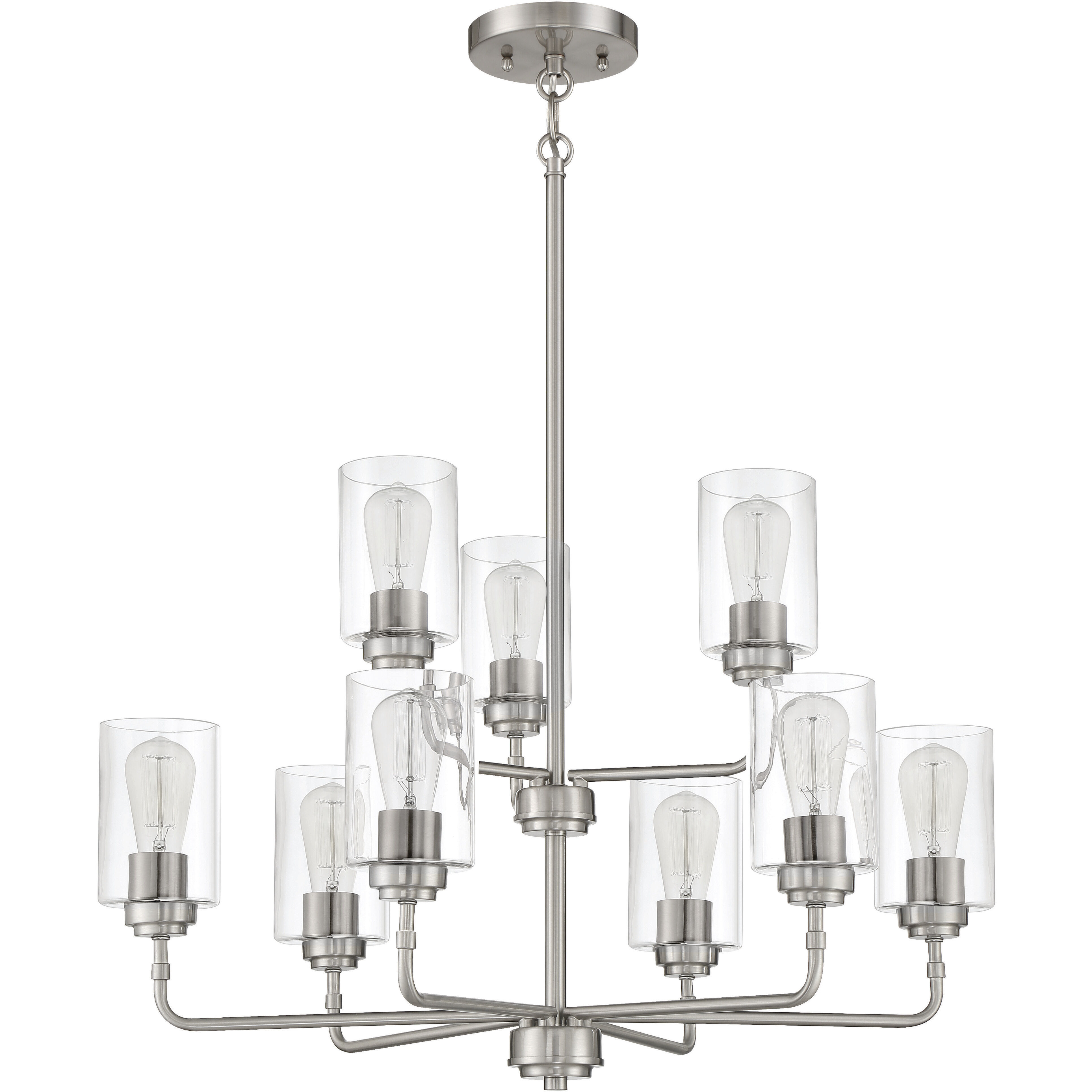 Stowe 9 Light 30 inch Brushed Polished Nickel Chandelier Ceiling Light