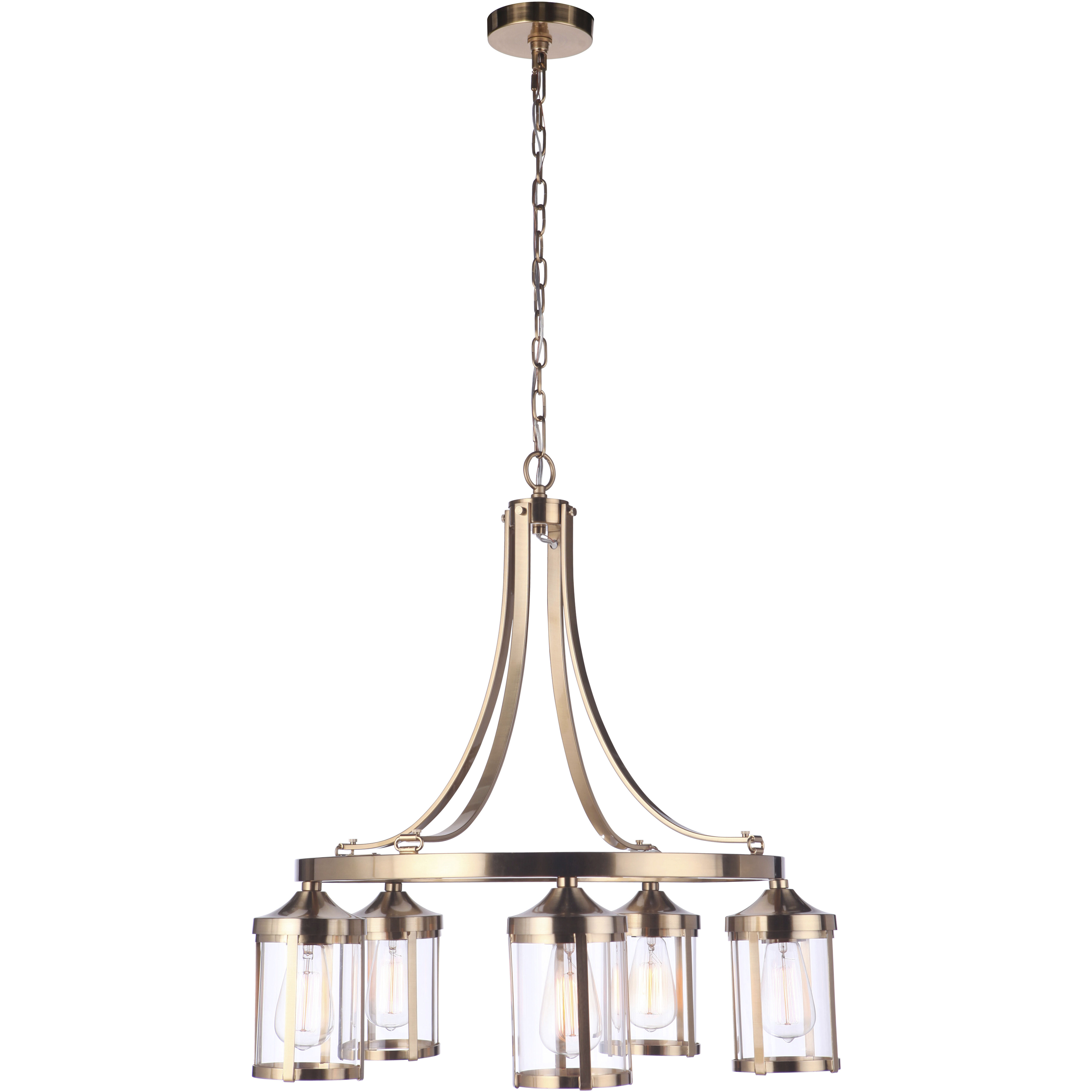 Elliot 5 Light 27 inch Satin Brass Chandelier Ceiling Light