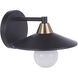 Isaac 1 Light 8 inch Flat Black/Satin Brass Wall Sconce Wall Light in Flat Black and Satin Brass