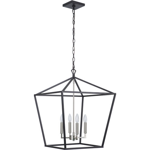 Flynt II 4 Light 20 inch Flat Black/Brushed Polished Nickel Foyer Light Ceiling Light