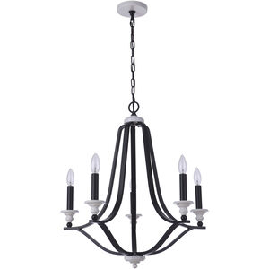 Esme 5 Light 25 inch Flat Black and Matte White Chandelier Ceiling Light