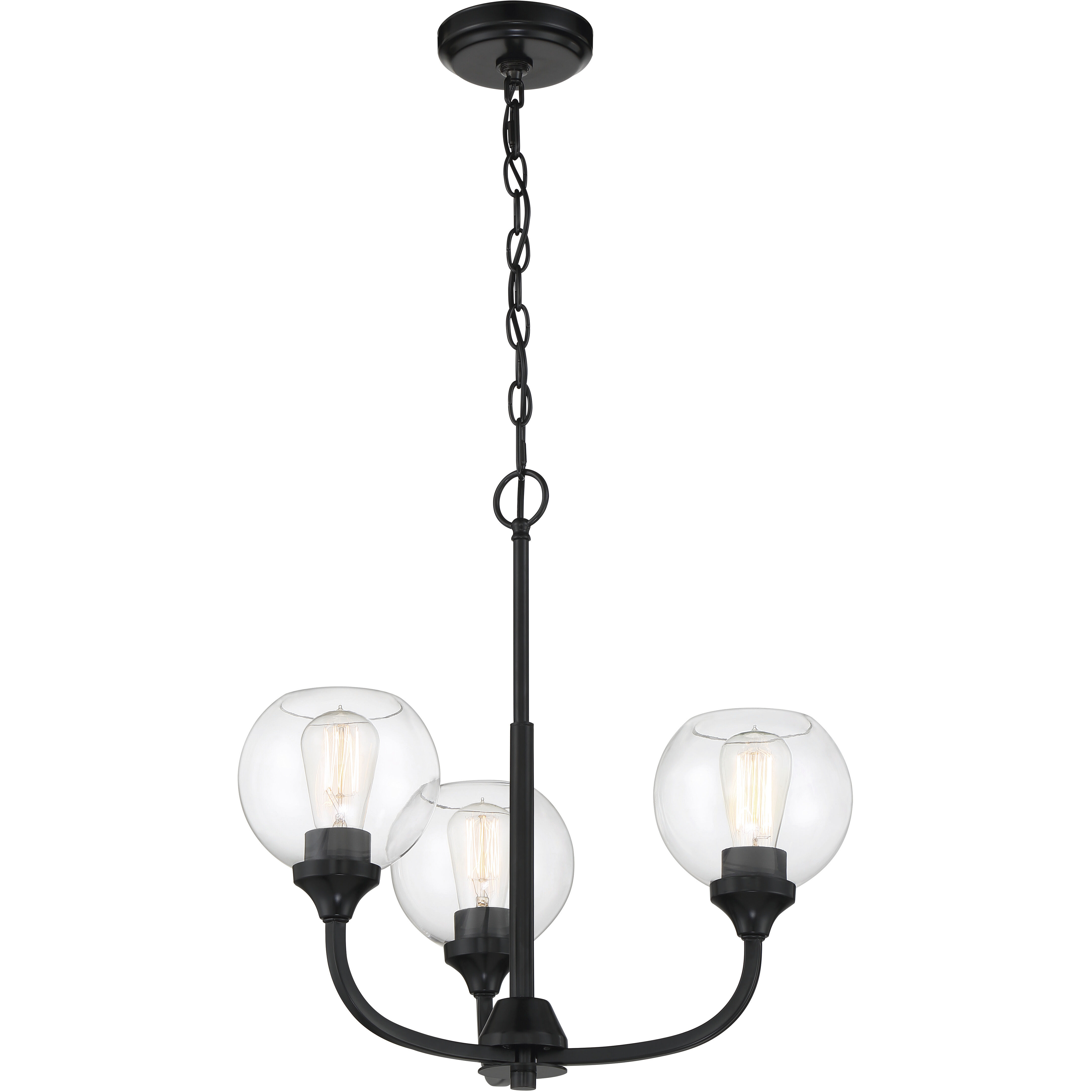 Glenda 3 Light 20 inch Flat Black Chandelier Ceiling Light