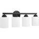 Neighborhood Bolden 4 Light 25 inch Flat Black Vanity Light Wall Light in White Frost Glass, Neighborhood Collection