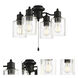 Universal LED LED Filament Flat Black Fan Light Kit in Clear Seeded
