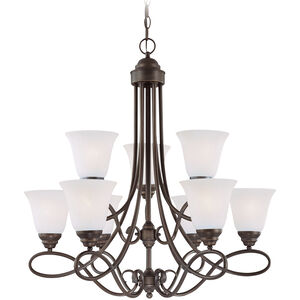 Cordova 9 Light 29 inch Old Bronze Chandelier Ceiling Light in White Frosted Glass, Jeremiah