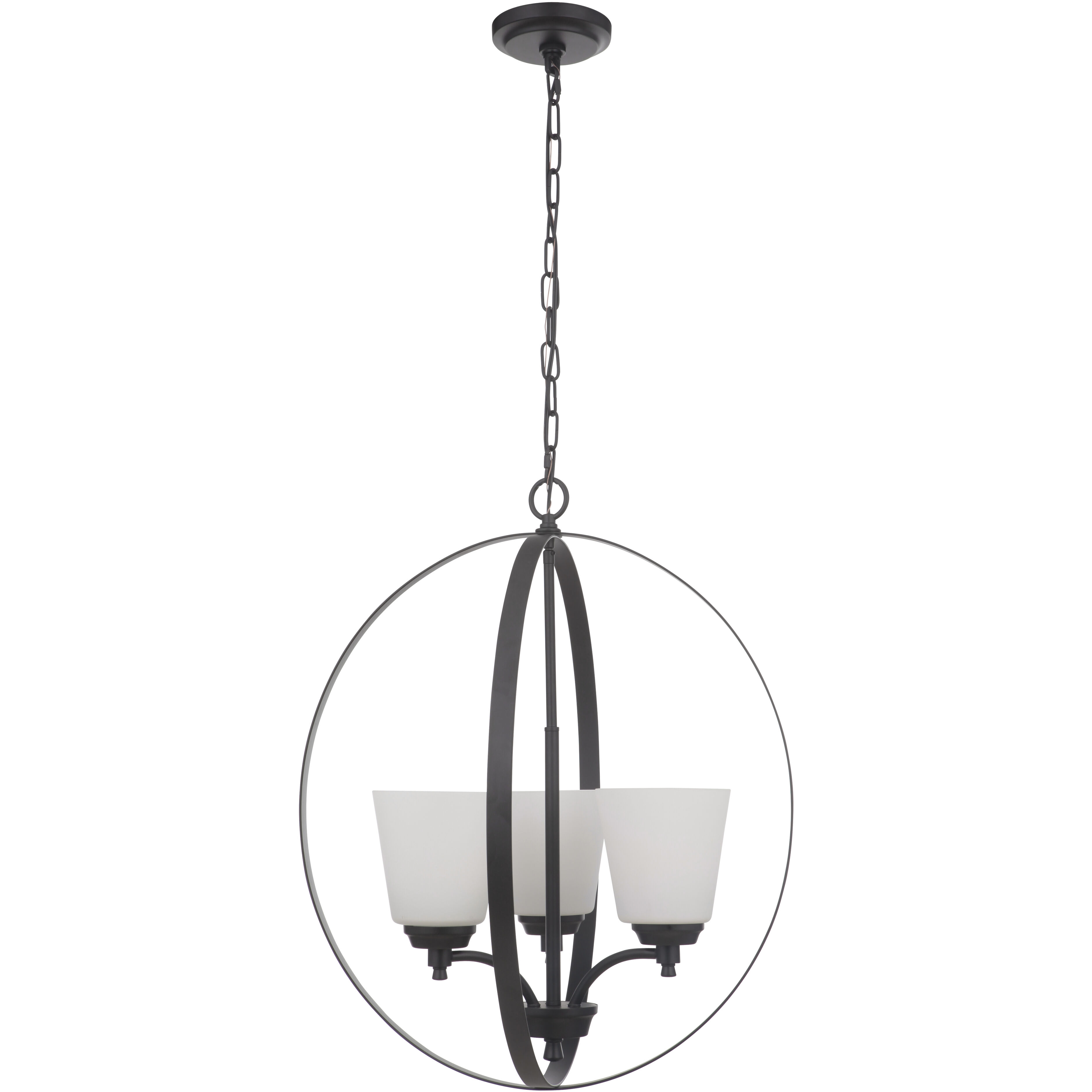 Neighborhood Tyler 3 Light 21 inch Flat Black Foyer Light Ceiling Light in White Frosted Glass, Neighborhood Collection