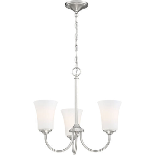 Neighborhood Gwyneth 3 Light 20 inch Brushed Polished Nickel Chandelier Ceiling Light in White Frost Glass, Neighborhood Collection