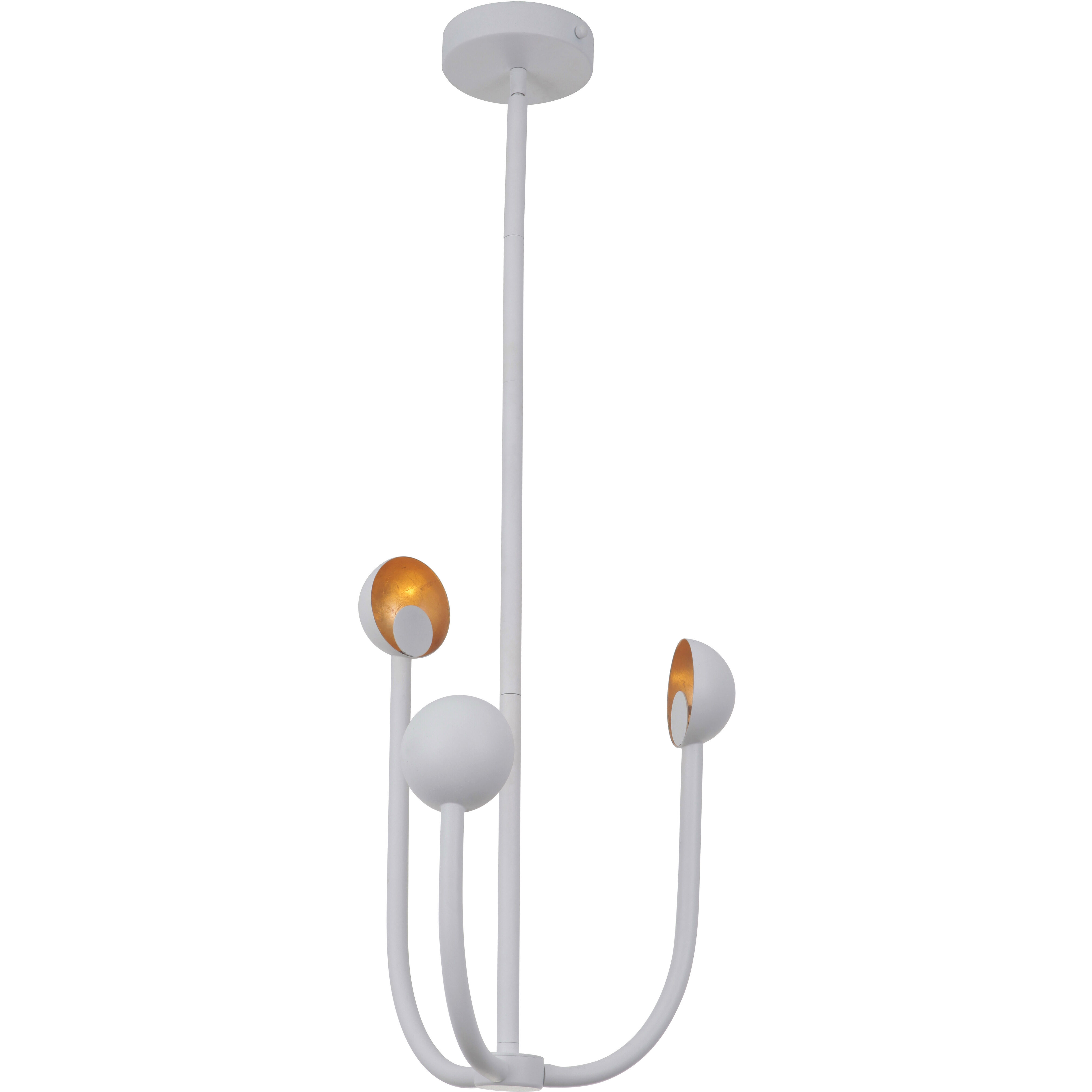 Foundry LED 16 inch Matte White/Gold Leaf Chandelier Ceiling Light in Matte White and Gold Leaf