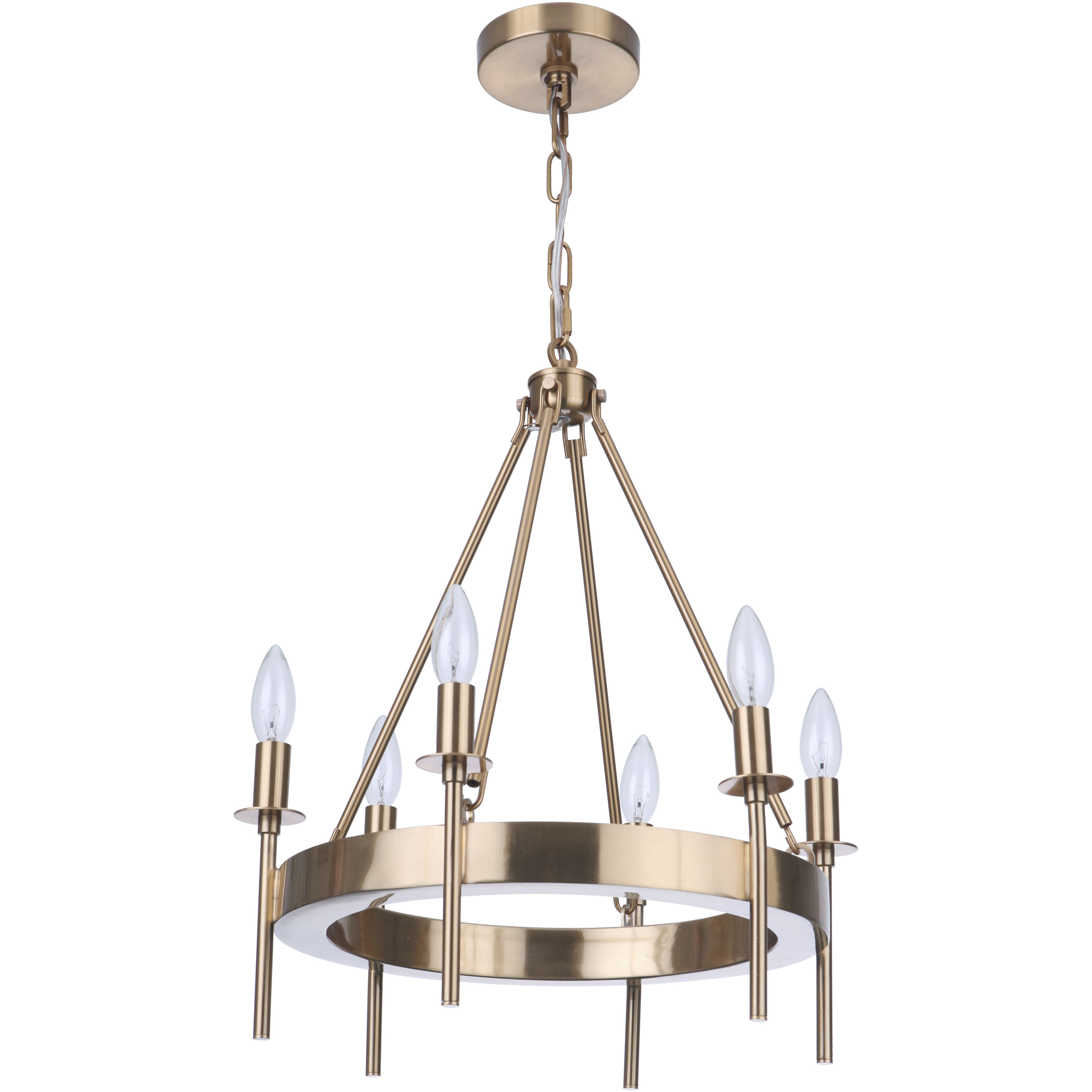 Larrson 6 Light 17.75 inch Satin Brass Chandelier Ceiling Light