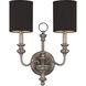 Willow Park 2 Light 14 inch Antique Nickel Wall Sconce Wall Light in Black Shade 