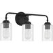 Stowe 3 Light 22 inch Flat Black Vanity Light Wall Light