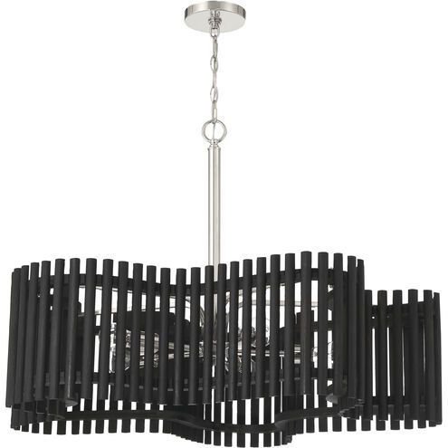 Freeform 5 Light 35.5 inch Polished Nickel/Black Walnut Chandelier Ceiling Light, Large