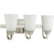 Neighborhood Grace 3 Light 21 inch Brushed Polished Nickel Vanity Light Wall Light in White Frosted Glass, Jeremiah