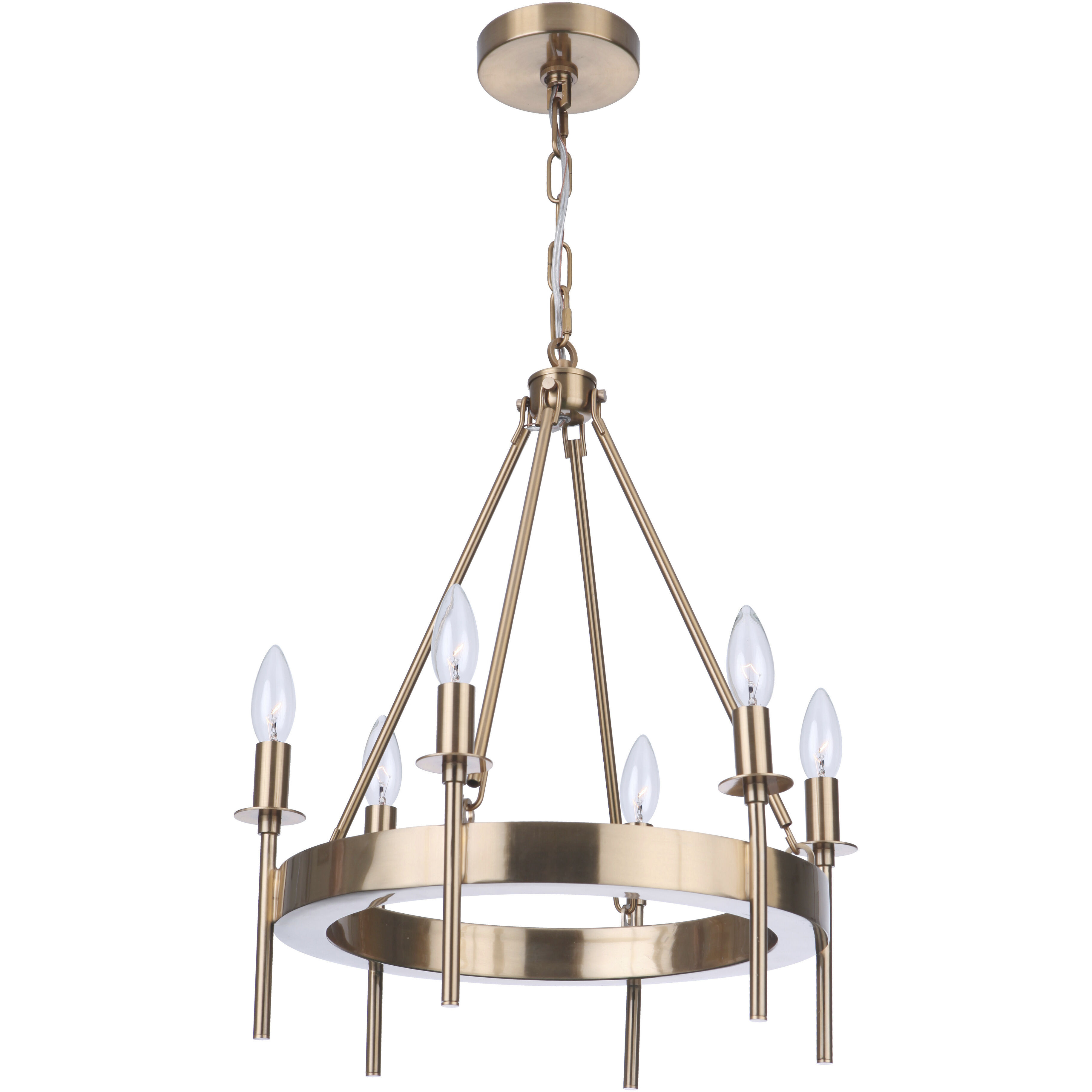Larrson 6 Light 17.75 inch Satin Brass Chandelier Ceiling Light