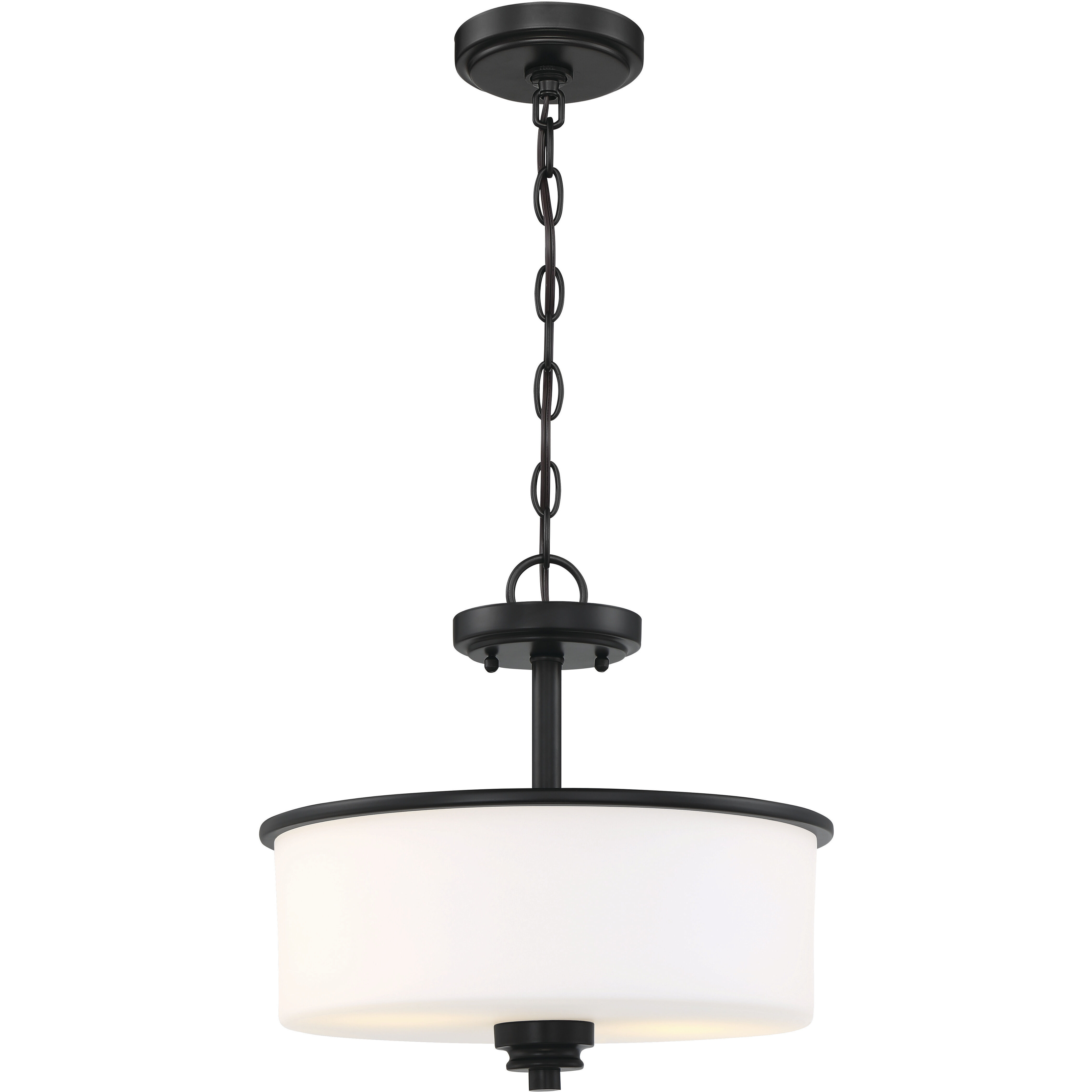 Neighborhood Bolden 2 Light 13 inch Flat Black Convertible Semi Flush Ceiling Light in White Frost Glass, Neighborhood Collection