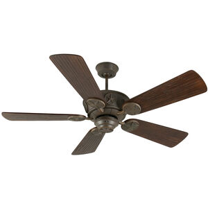 Chaparral 54 inch Aged Bronze Textured with Hand-Scraped Walnut Blades Ceiling Fan Kit in Light Kit Sold Separately, Premier Hand-Scraped Walnut
