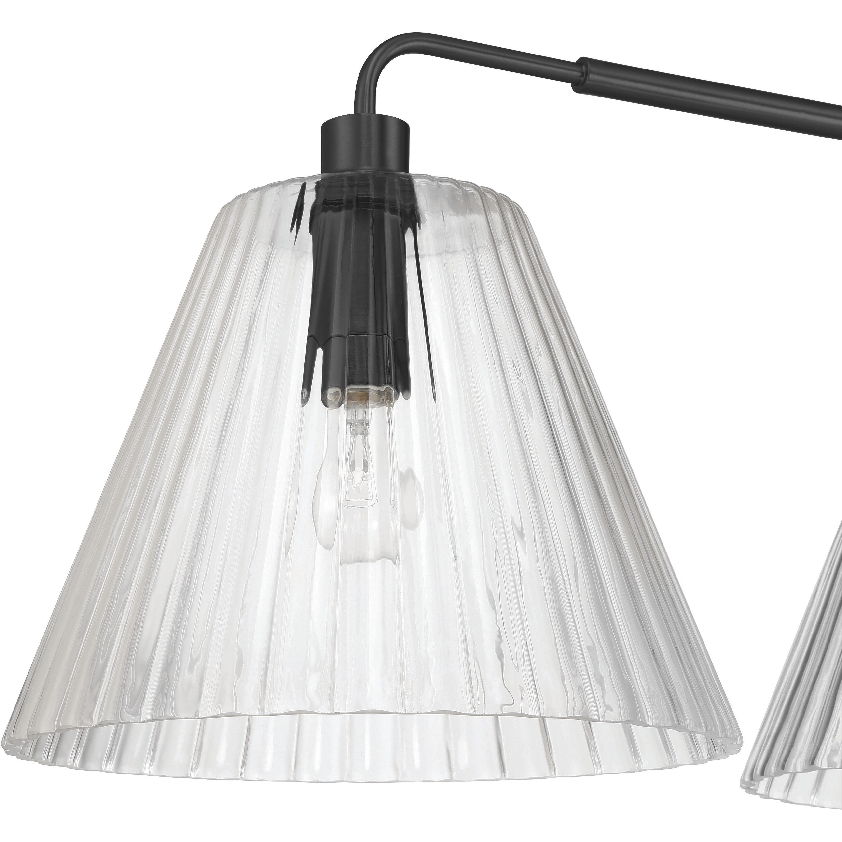 Pleated 3 Light 14 inch Flat Black Island Light Ceiling Light