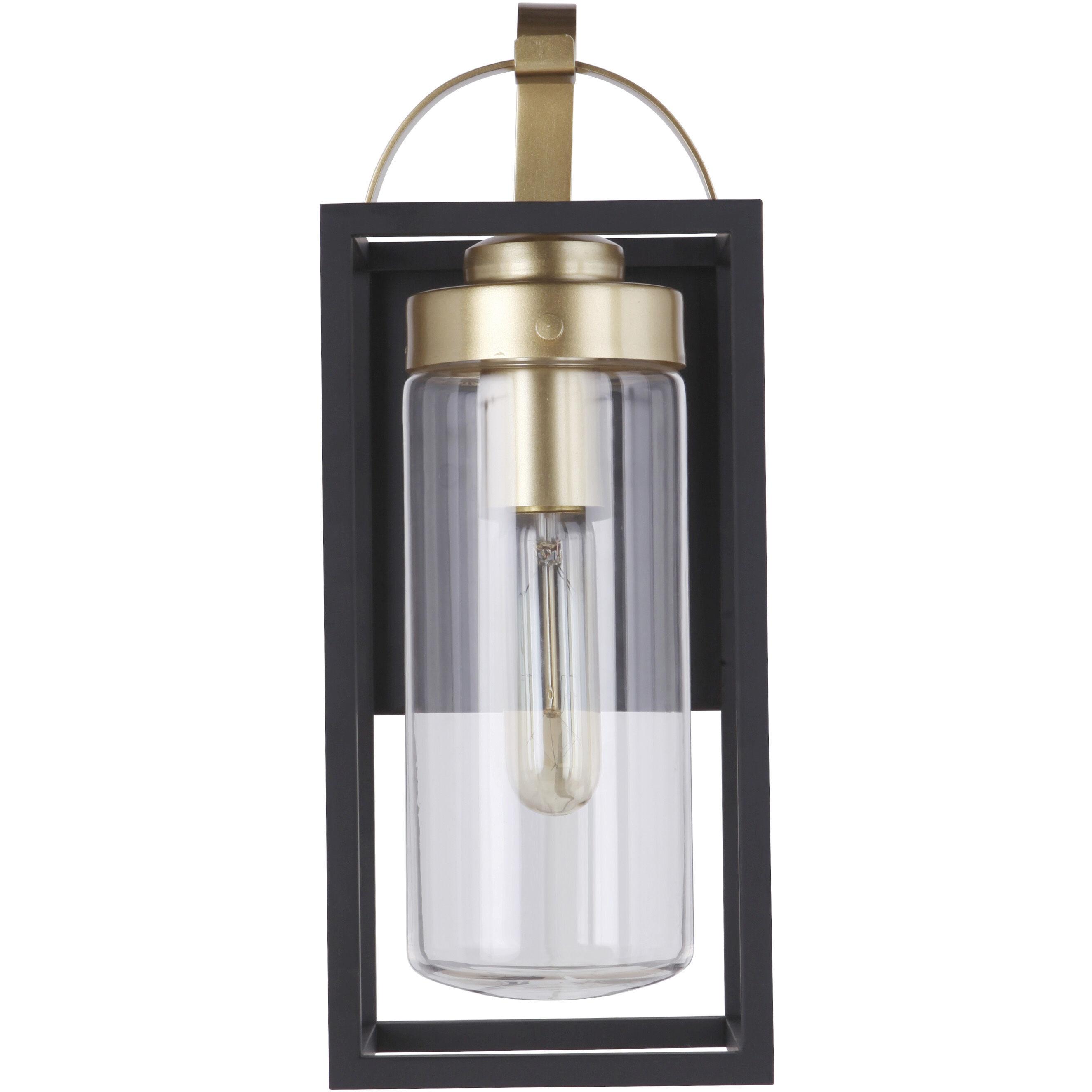 Neo 1 Light 14 inch Midnight / Satin Brass Outdoor Wall Lantern