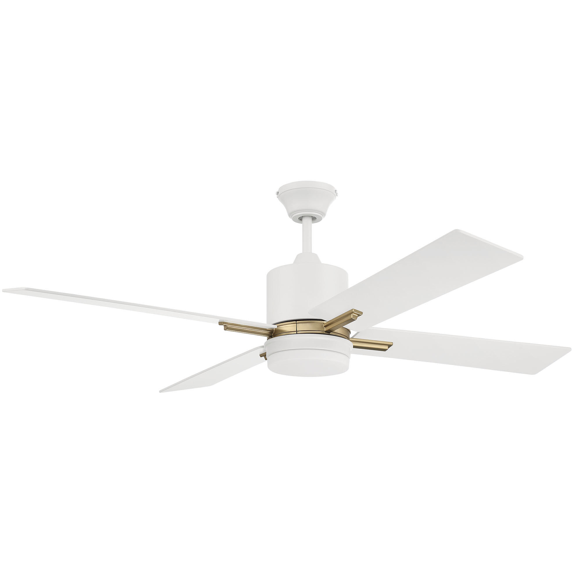 Teana 52 inch White and Satin Brass with White Blades Ceiling Fan