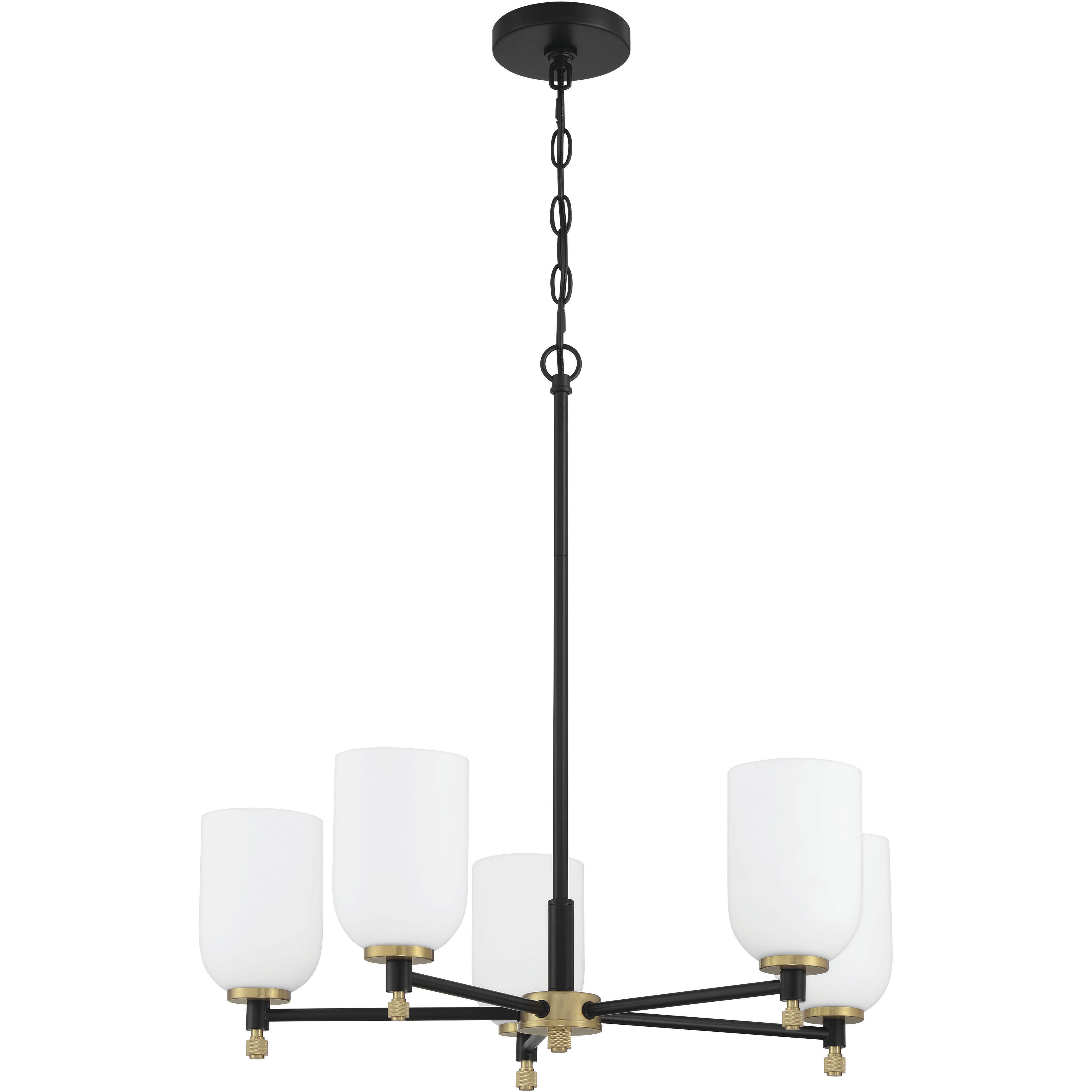 Council 5 Light 25 inch Flat Black/Satin Brass Chandelier Ceiling Light