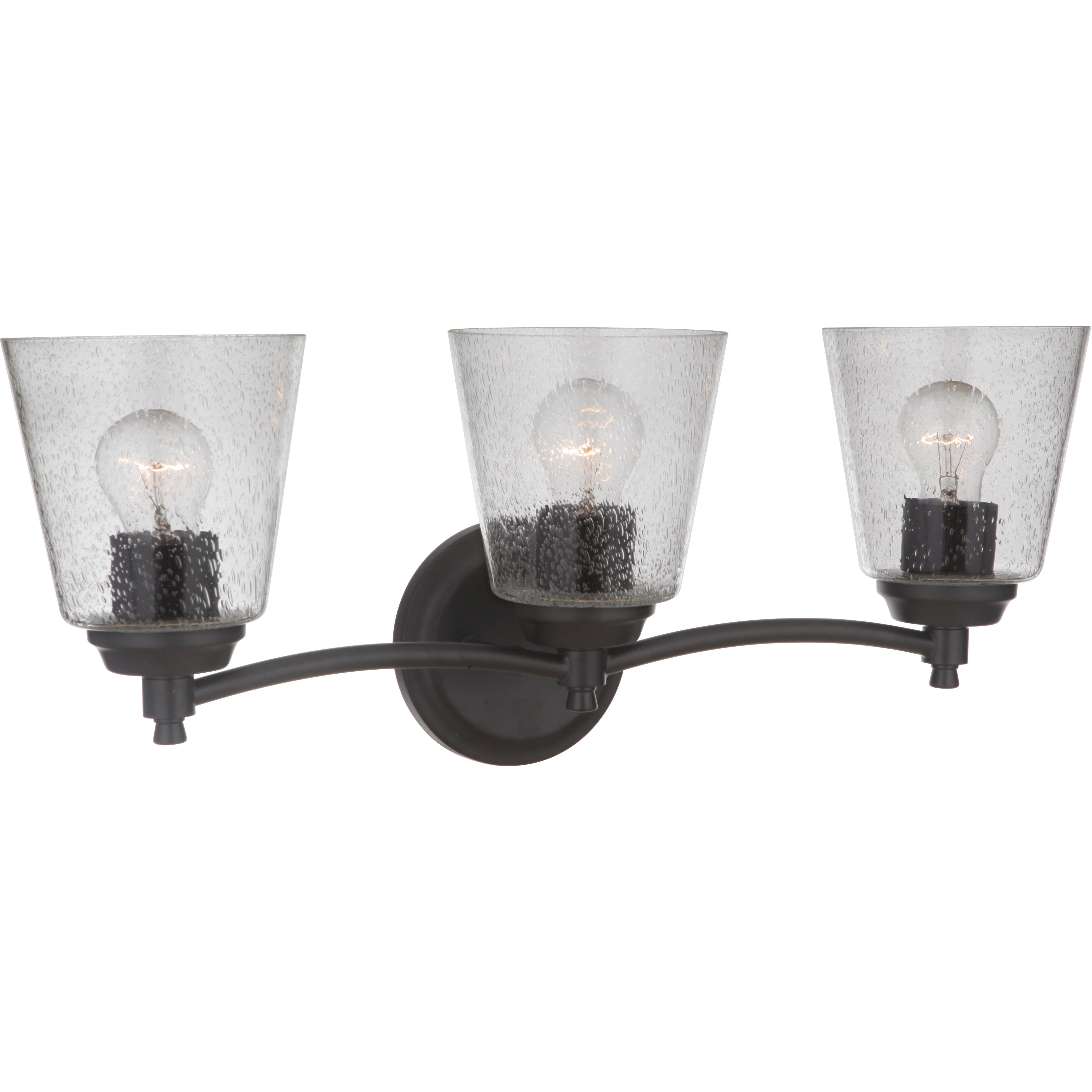 Neighborhood Tyler 3 Light 23 inch Flat Black Vanity Light Wall Light in Clear Seeded, Neighborhood Collection