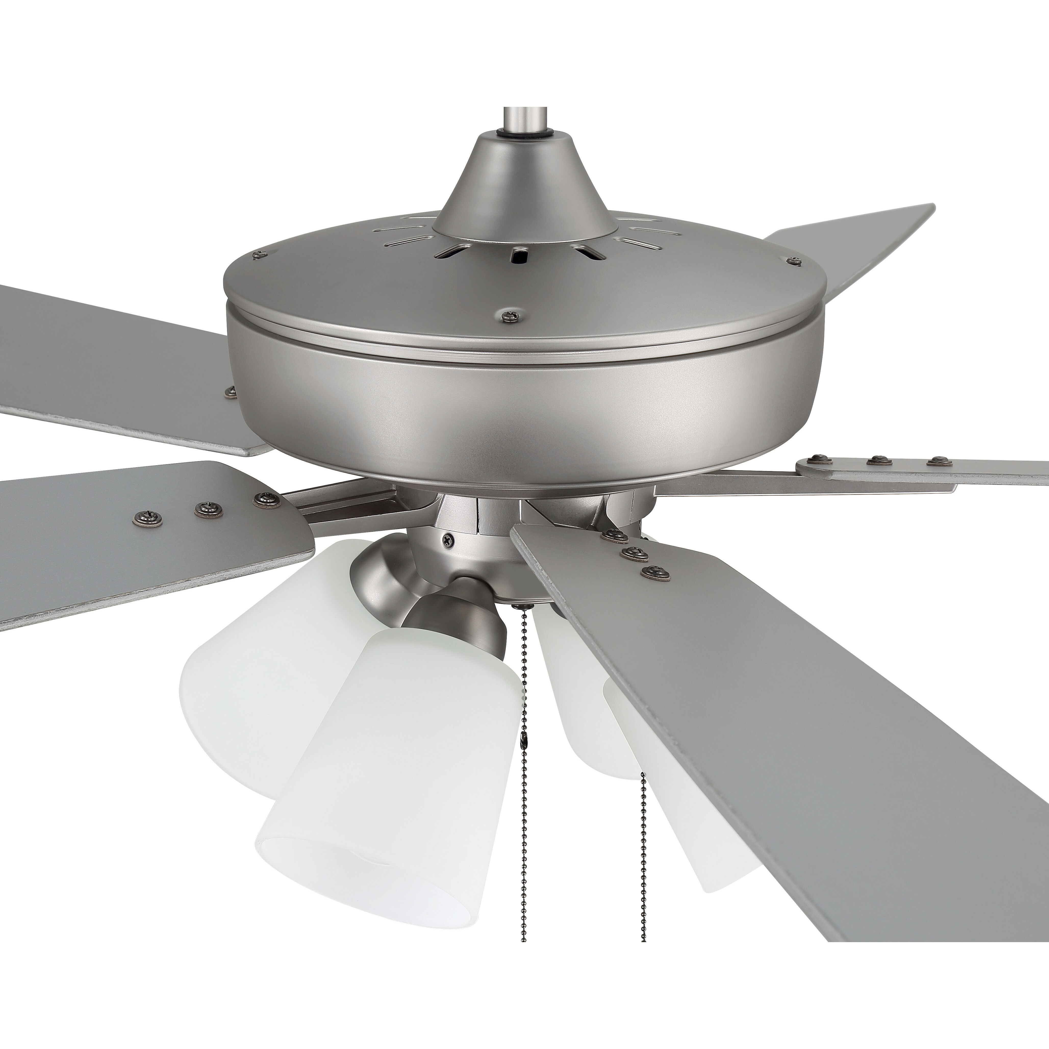 Super Pro 114 60 inch Brushed Satin Nickel with Brushed Nickel/Greywood Blades Contractor Ceiling Fan