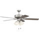 Pro Plus 114 52 inch Brushed Polished Nickel with Driftwood/Grey Walnut Blades Contractor Ceiling Fan