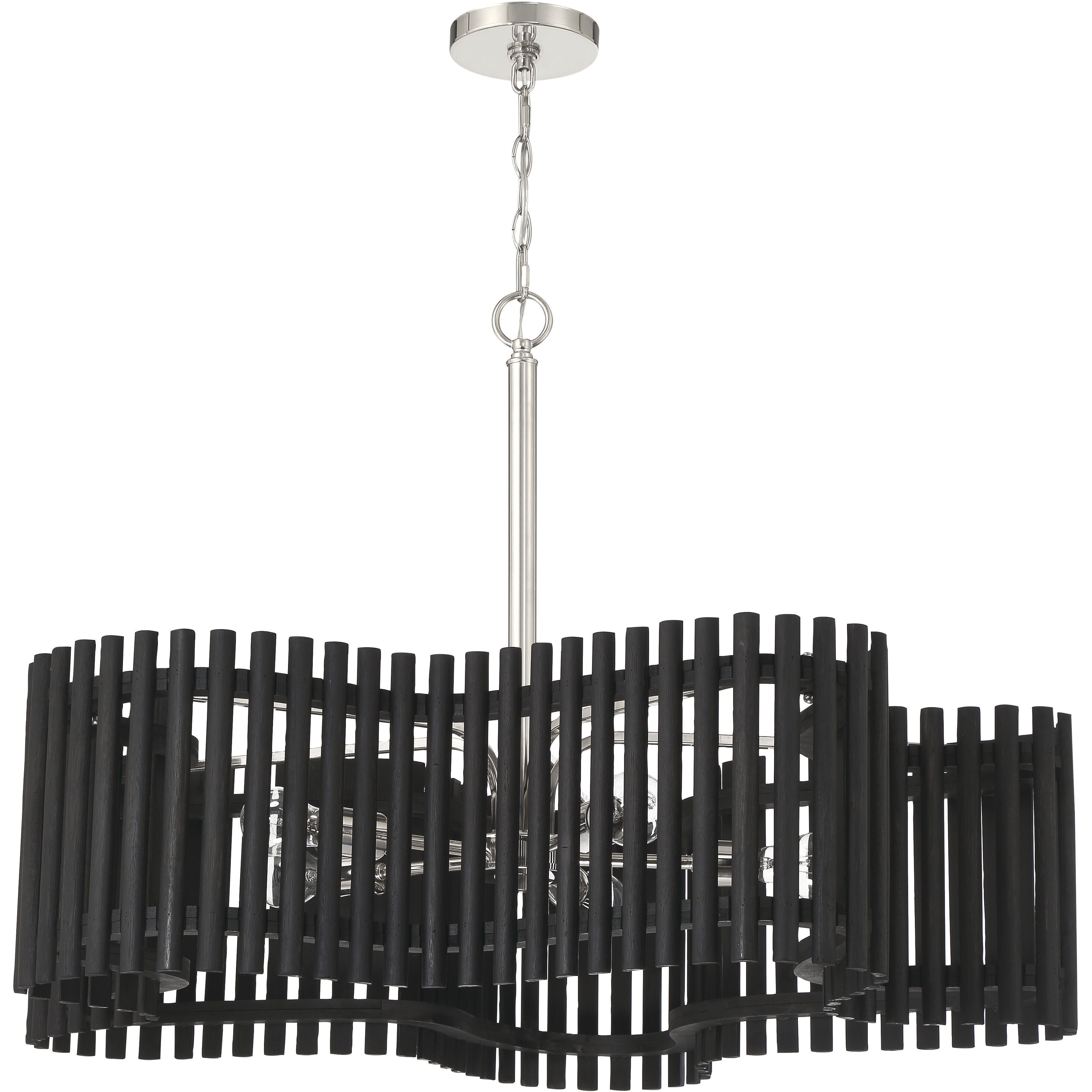 Freeform 5 Light 35.5 inch Polished Nickel/Black Walnut Chandelier Ceiling Light, Large