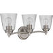 Neighborhood Tyler 3 Light 23 inch Brushed Polished Nickel Vanity Light Wall Light in Clear Seeded, Neighborhood Collection
