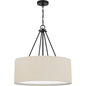 Duke 3 Light 24 inch Flat Black Pendant Ceiling Light, Drum