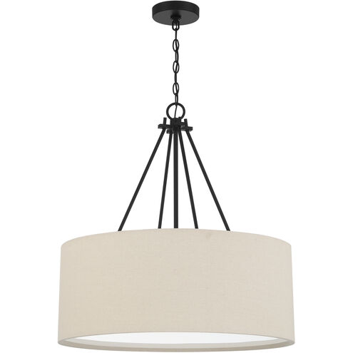 Duke 3 Light 24 inch Flat Black Pendant Ceiling Light, Drum