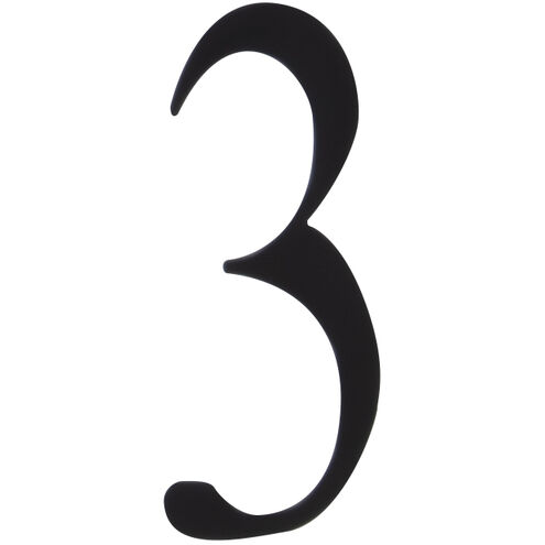 Surface Mount Flat Black Address Plaque Number in Number 3, 3