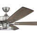Super Pro 119 60 inch Brushed Polished Nickel with Driftwood/Grey Walnut Blades Contractor Ceiling Fan, Pan