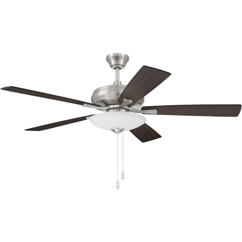 Eos 52 inch Brushed Polished Nickel with Driftwood/Walnut Blades Ceiling Fan (Blades Included), Contractor Fan