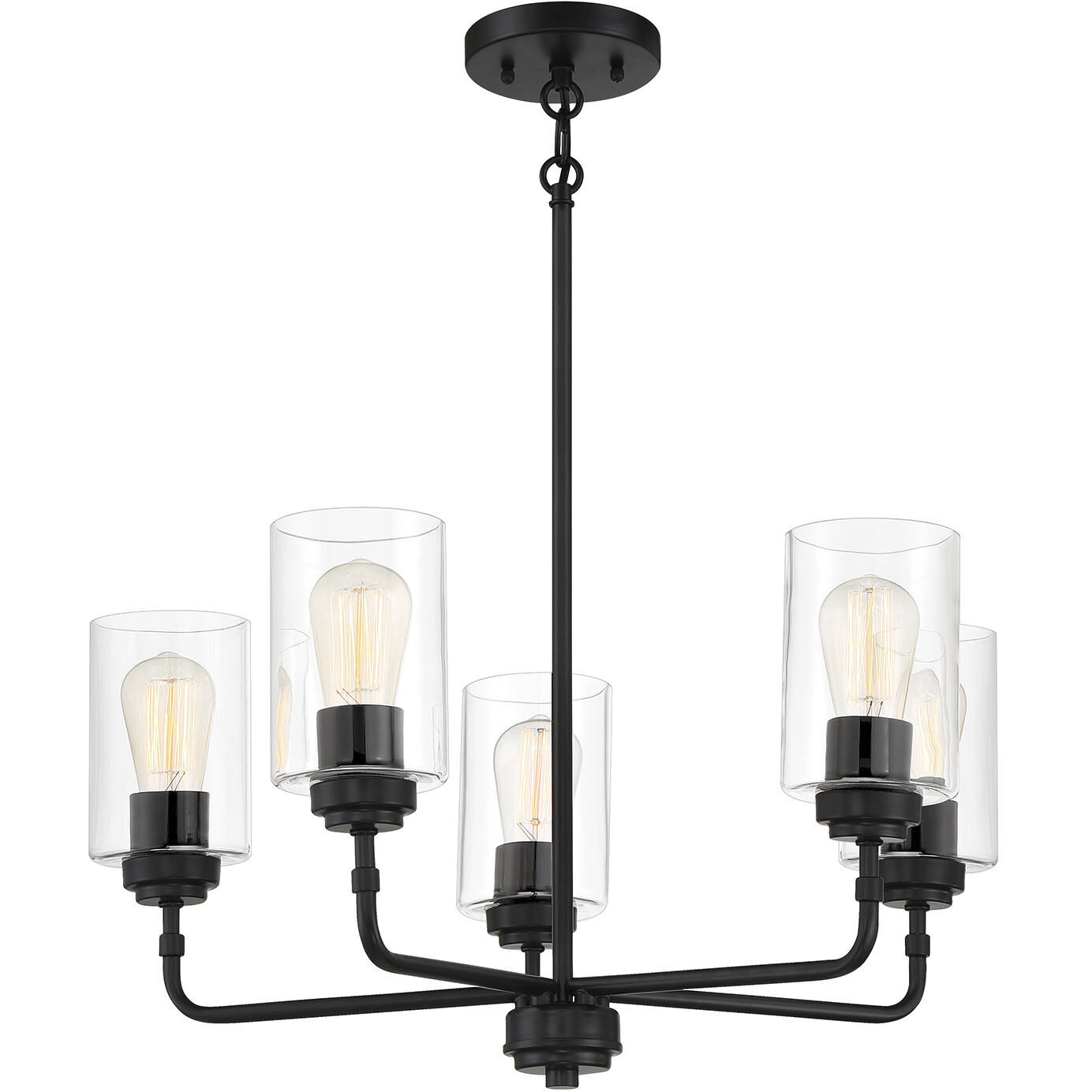 Stowe 5 Light 23 inch Flat Black Chandelier Ceiling Light