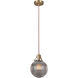 Gallery State House 1 Light 8 inch Vintage Brass Mini Pendant Ceiling Light in Smoked Clear Glass